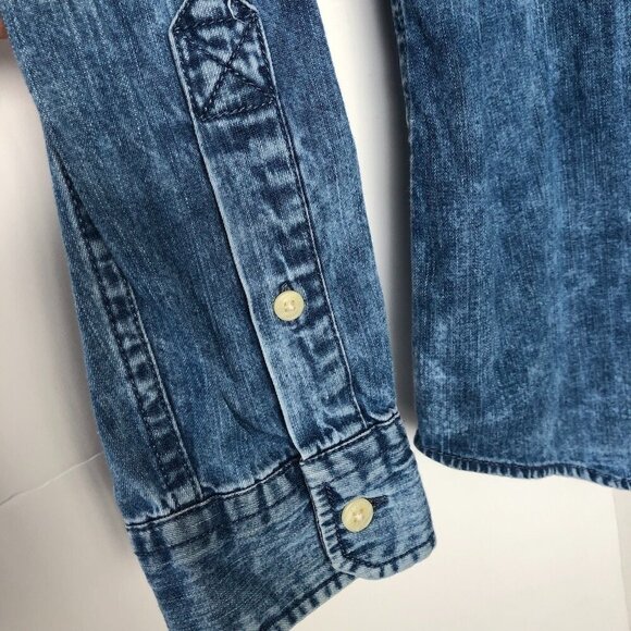 ANGELO LITRICO Mens Blue Denim Shirt Slim Fit Button Down 100% cotton US S 37-38 - Picture 5 of 16